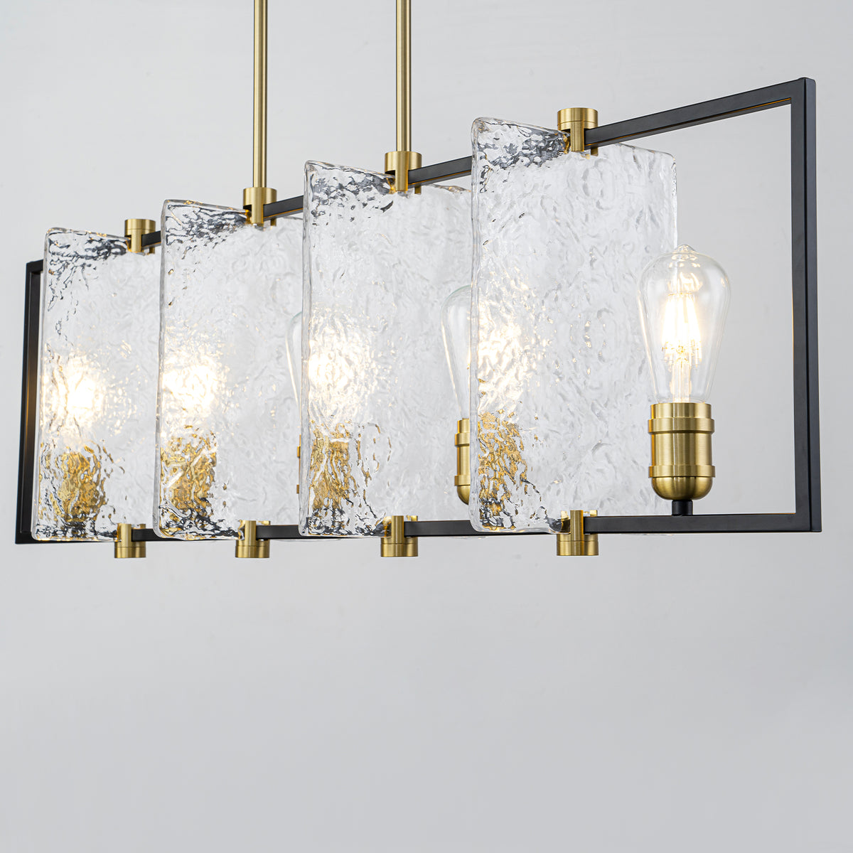 5-Light Linear Kitchen Island Pendant Light Textured Glass Panels - product image 11 | Zenvolit