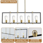 5-Light Linear Kitchen Island Pendant Light Textured Glass Panels - product image 13 | Zenvolit