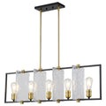 5-Light Linear Kitchen Island Pendant Light Textured Glass Panels - product image 14 | Zenvolit