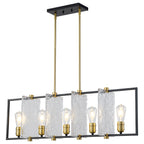 5-Light Linear Kitchen Island Pendant Light Textured Glass Panels - product image 14 | Zenvolit