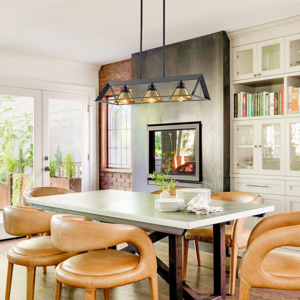 3-Light Industrial Linear Kitchen Island Pendant Light Cone Shades - product image 3 | Zenvolit