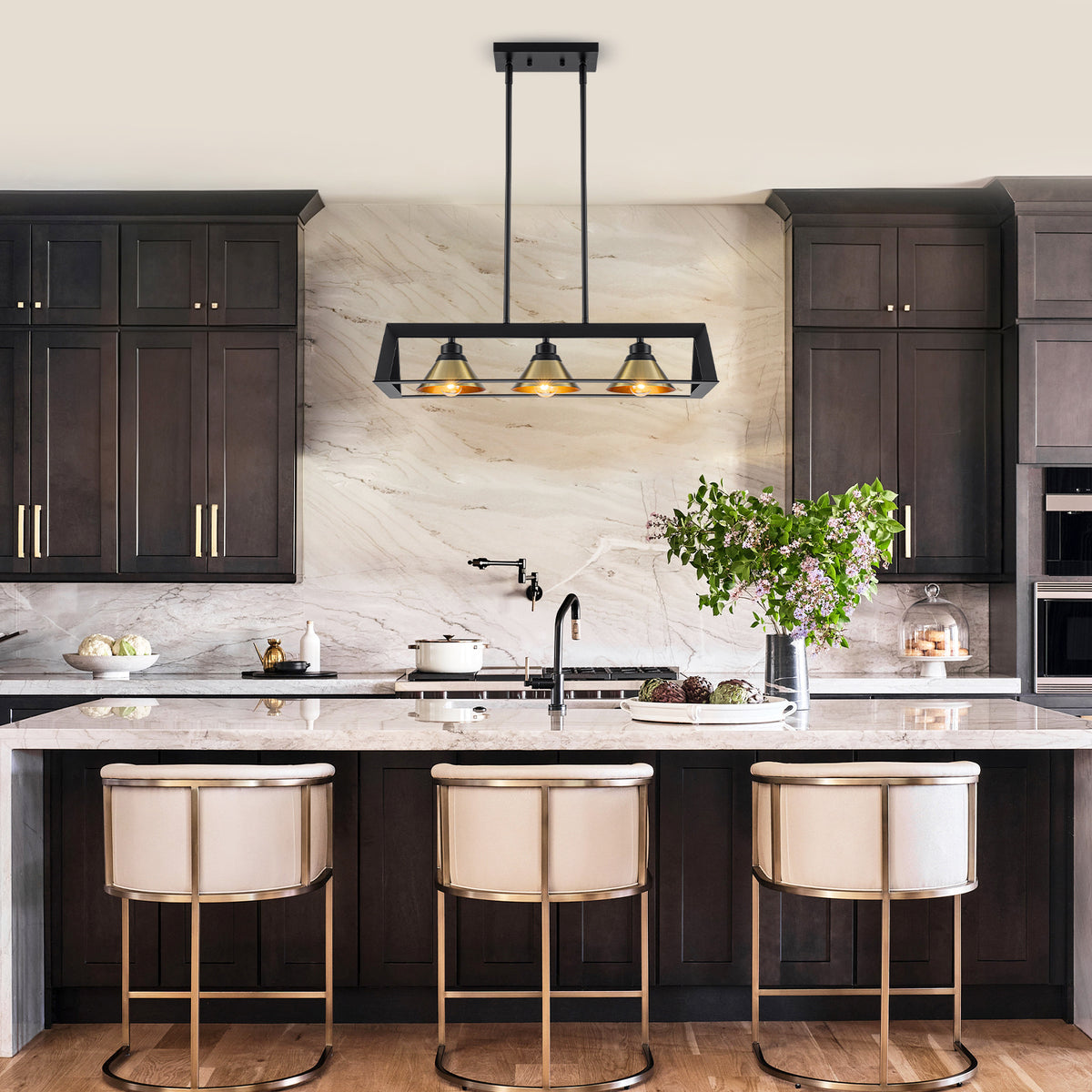 3-Light Industrial Linear Kitchen Island Pendant Light Cone Shades - product image 4 | Zenvolit
