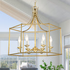 6-Light Gold Geometric Cage Chandelier Candle-Style Traditional - product image 1 | Zenvolit