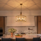6-Light Gold Geometric Cage Chandelier Candle-Style Traditional - product image 3 | Zenvolit