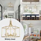 6-Light Gold Geometric Cage Chandelier Candle-Style Traditional - product image 6 | Zenvolit