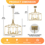 6-Light Gold Geometric Cage Chandelier Candle-Style Traditional - product image 7 | Zenvolit