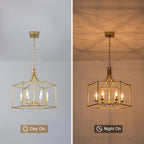 6-Light Gold Geometric Cage Chandelier Candle-Style Traditional - product image 8 | Zenvolit