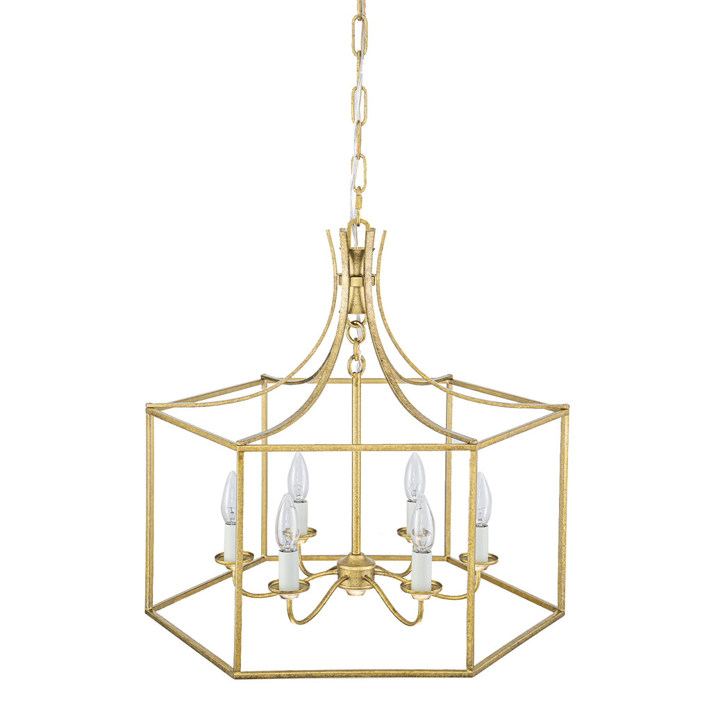 6-Light Gold Geometric Cage Chandelier Candle-Style Traditional - product image 9 | Zenvolit