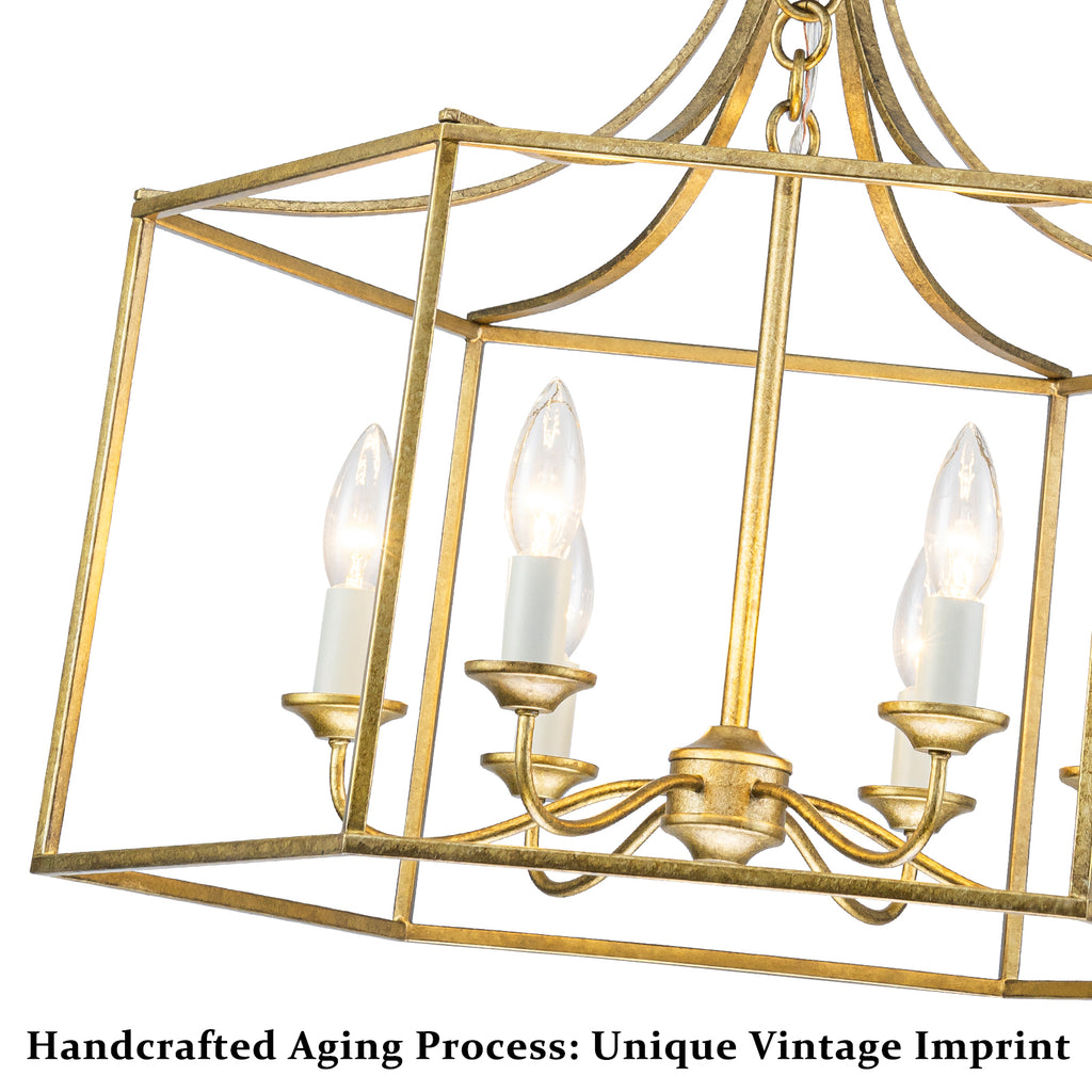 6-Light Gold Geometric Cage Chandelier Candle-Style Traditional - product image 10 | Zenvolit