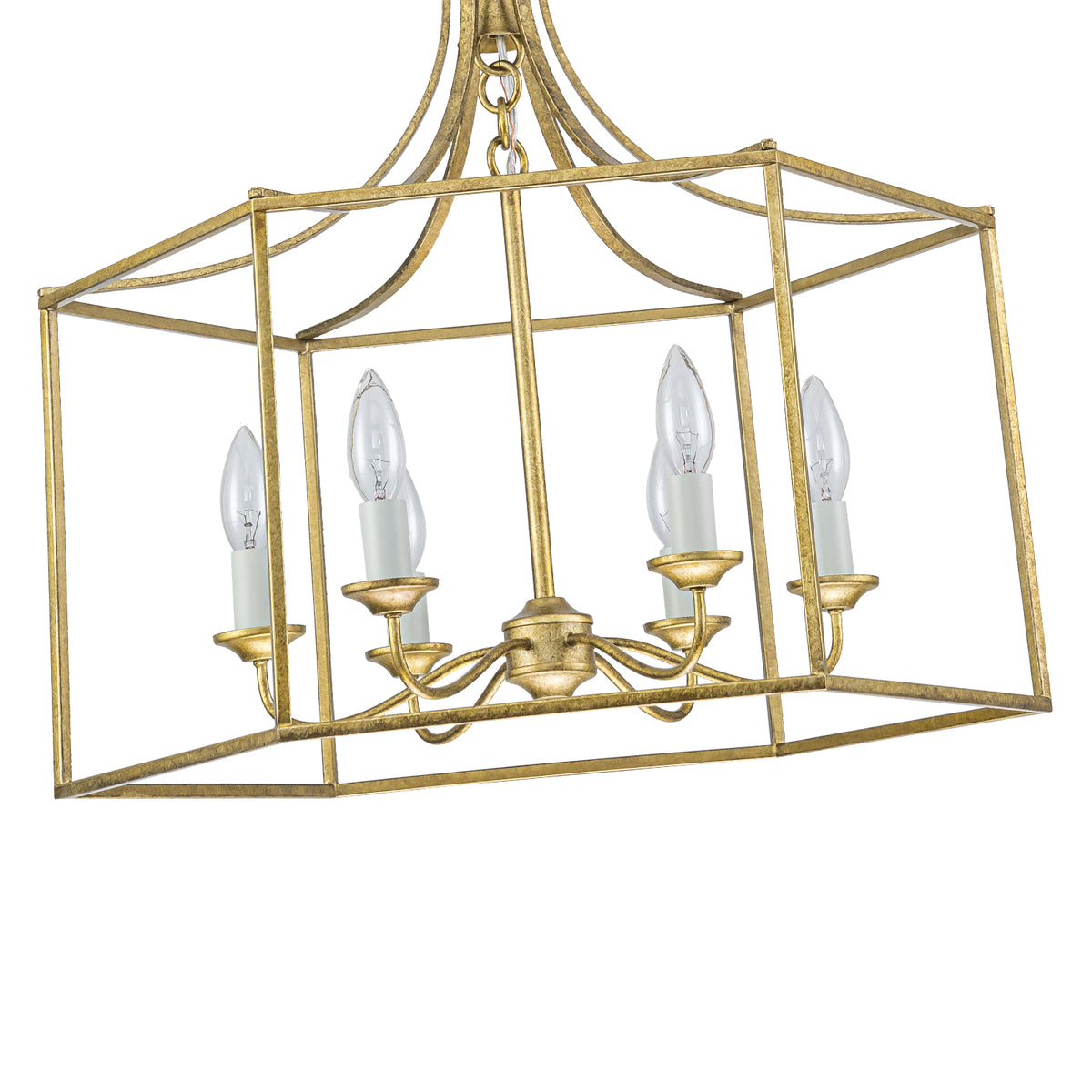 6-Light Gold Geometric Cage Chandelier Candle-Style Traditional - product image 11 | Zenvolit