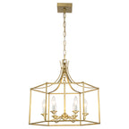 6-Light Gold Geometric Cage Chandelier Candle-Style Traditional - product image 14 | Zenvolit