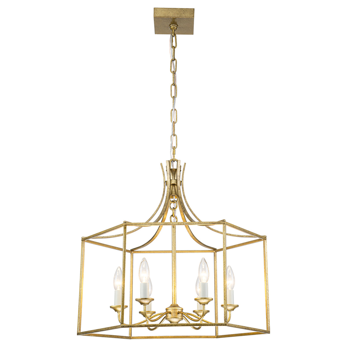 6-Light Gold Geometric Cage Chandelier Candle-Style Traditional - product image 14 | Zenvolit