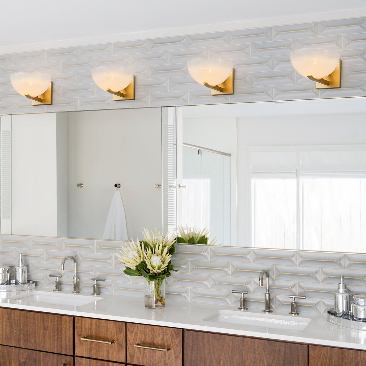 Modern Bowl-Shape Vanity Lights with Gradient White Glass Shades - product image 7 | Zenvolit