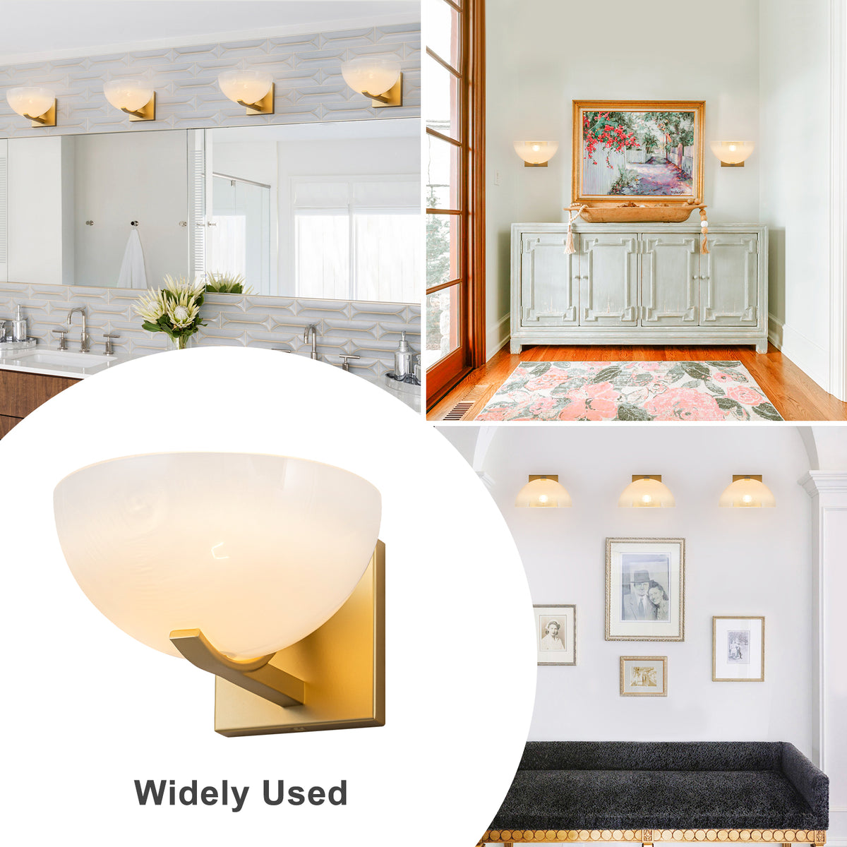 Modern Bowl-Shape Vanity Lights with Gradient White Glass Shades - product image 10 | Zenvolit