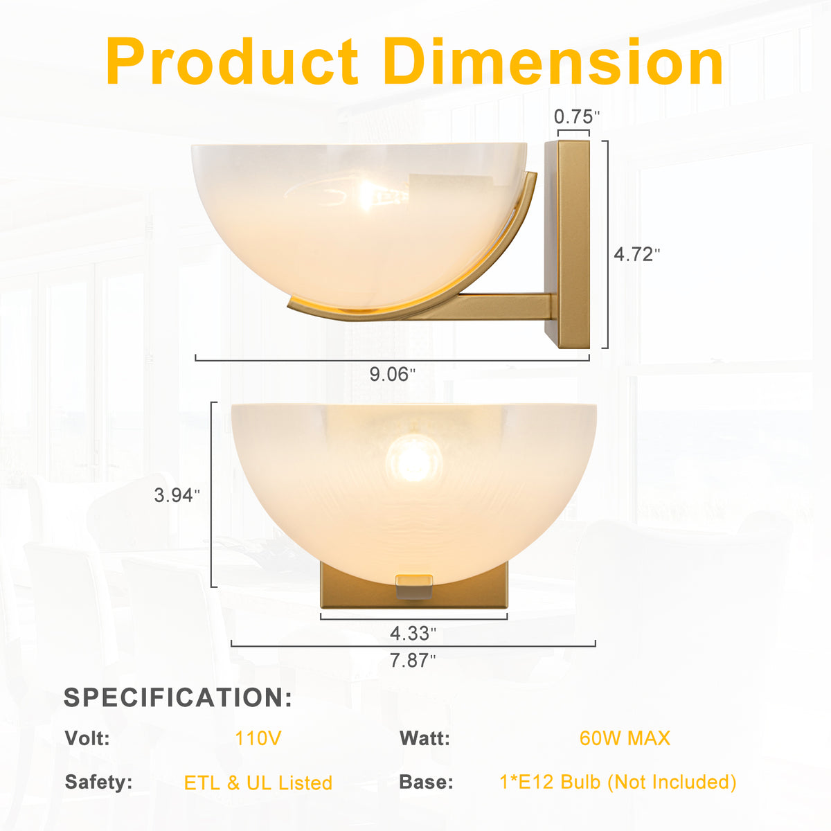 Modern Bowl-Shape Vanity Lights with Gradient White Glass Shades - product image 11 | Zenvolit