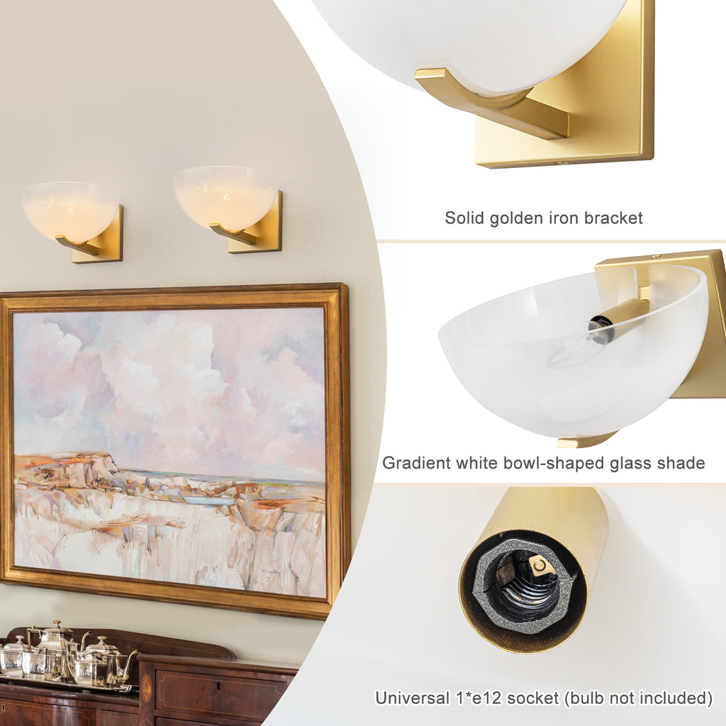 Modern Bowl-Shape Vanity Lights with Gradient White Glass Shades - product image 13 | Zenvolit