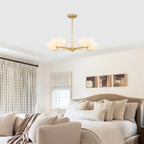 Gold Branched Chandelier Gradient White Semi-Circle Glass Shades - product image 2 | Zenvolit