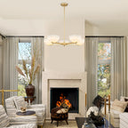 Gold Branched Chandelier Gradient White Semi-Circle Glass Shades - product image 3 | Zenvolit