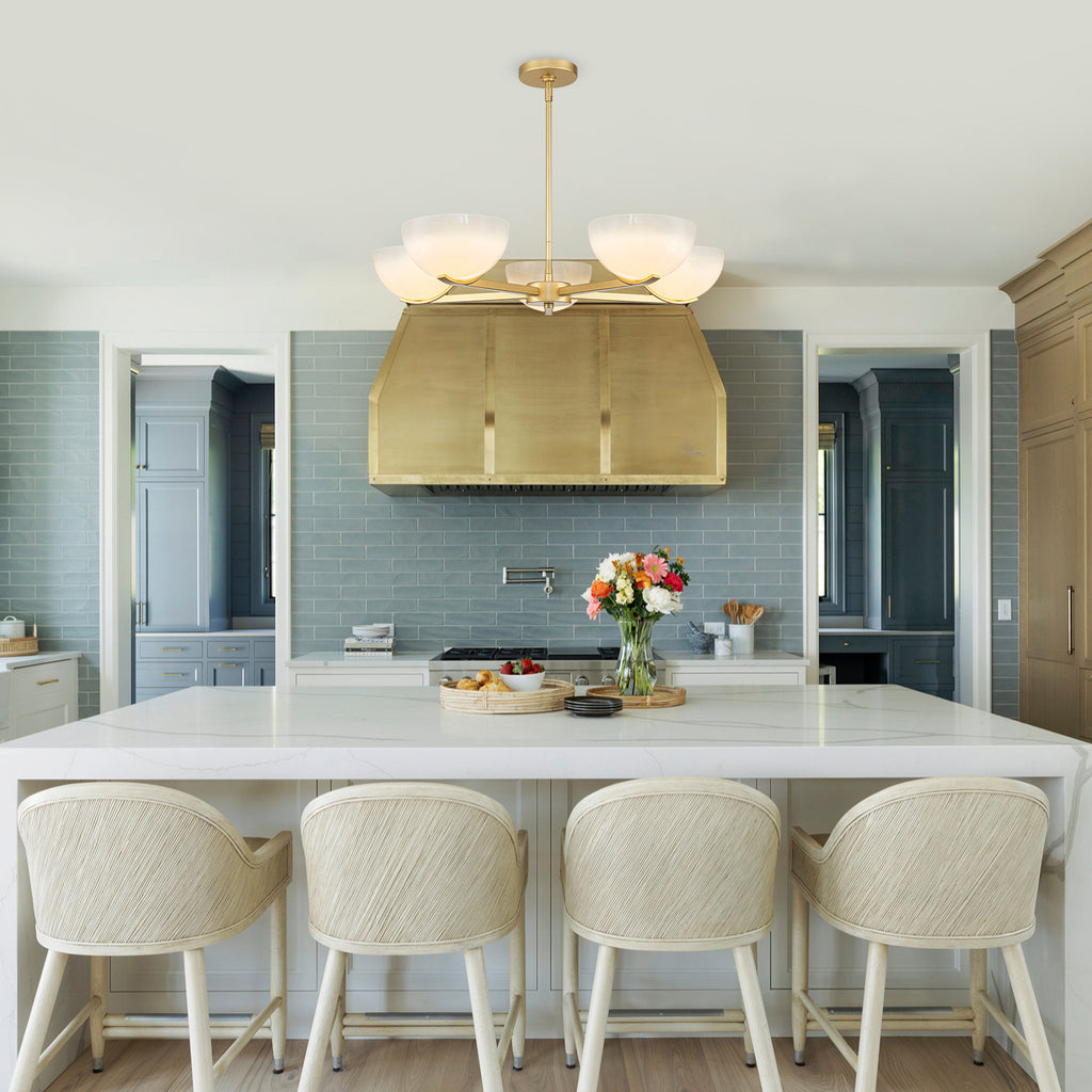 Gold Branched Chandelier Gradient White Semi-Circle Glass Shades - product image 4 | Zenvolit