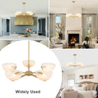Gold Branched Chandelier Gradient White Semi-Circle Glass Shades - product image 6 | Zenvolit