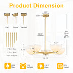 Gold Branched Chandelier Gradient White Semi-Circle Glass Shades - product image 7 | Zenvolit