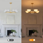 Gold Branched Chandelier Gradient White Semi-Circle Glass Shades - product image 9 | Zenvolit