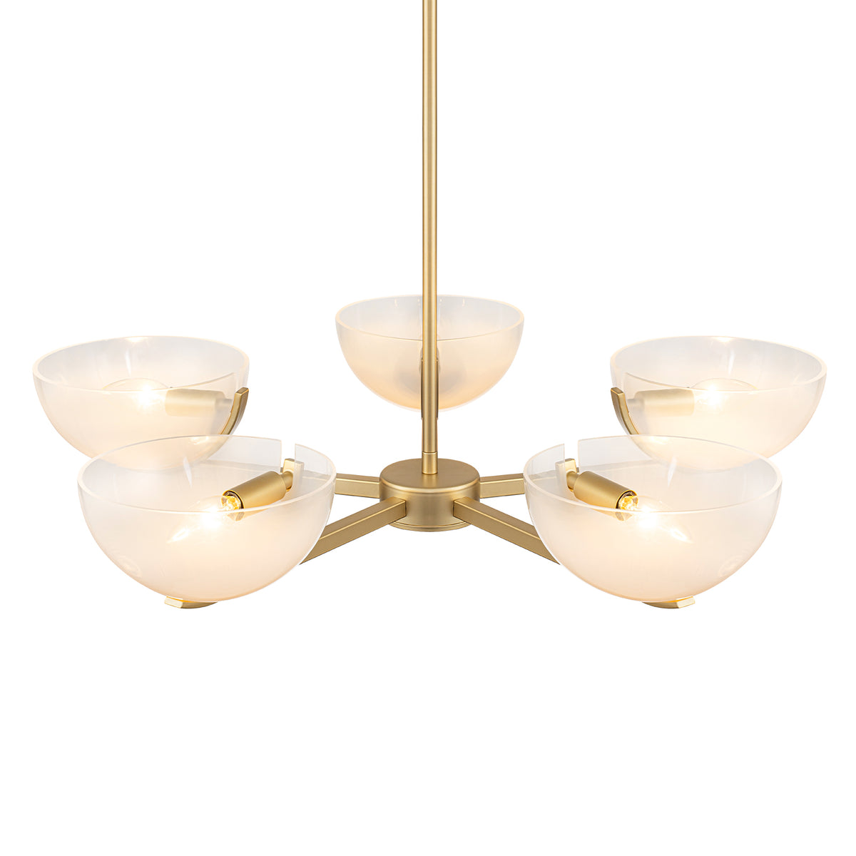Gold Branched Chandelier Gradient White Semi-Circle Glass Shades - product image 14 | Zenvolit