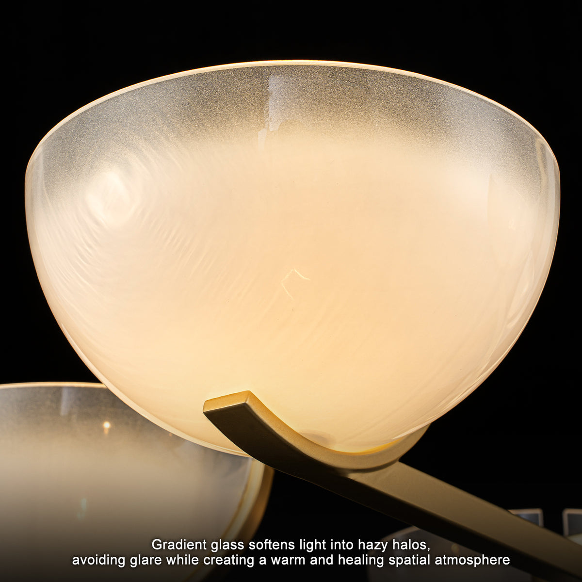 Gold Branched Chandelier Gradient White Semi-Circle Glass Shades - product image 17 | Zenvolit