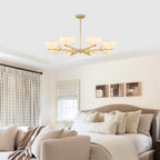 Gold Branched Chandelier Gradient White Semi-Circle Glass Shades - product image 2 | Zenvolit