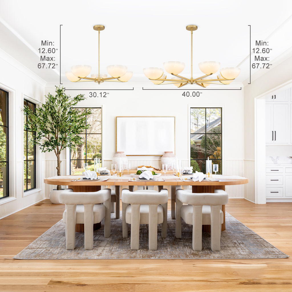 Gold Branched Chandelier Gradient White Semi-Circle Glass Shades - product image 5 | Zenvolit