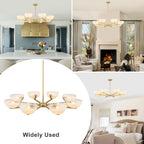 Gold Branched Chandelier Gradient White Semi-Circle Glass Shades - product image 6 | Zenvolit