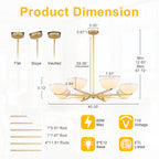 Gold Branched Chandelier Gradient White Semi-Circle Glass Shades - product image 7 | Zenvolit