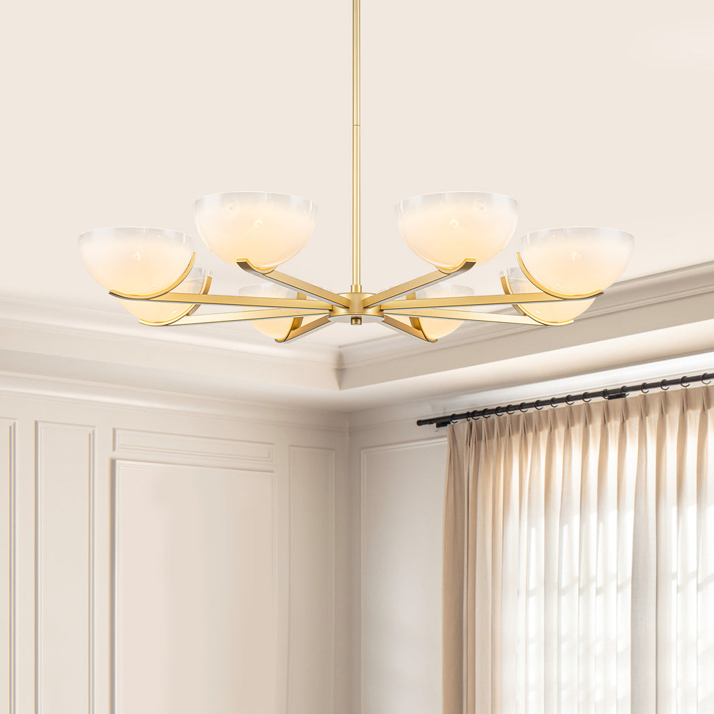 Gold Branched Chandelier Gradient White Semi-Circle Glass Shades - product image 12 | Zenvolit