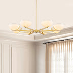 Gold Branched Chandelier Gradient White Semi-Circle Glass Shades - product image 12 | Zenvolit