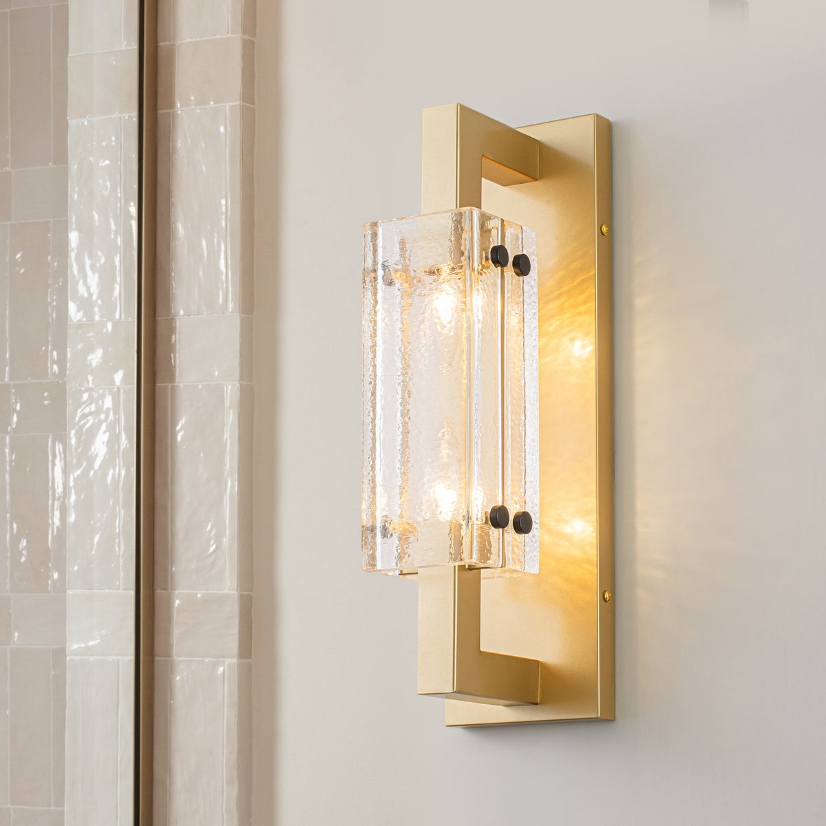 2-Light Wall Sconce Textured Clear Glass Shade Vanity Lamp Bathroom - product image 4 | Zenvolit
