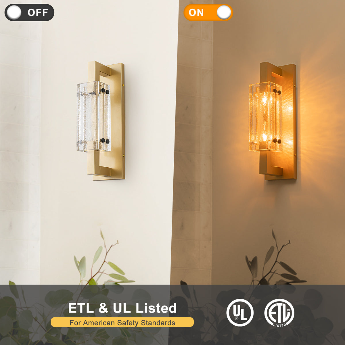 2-Light Wall Sconce Textured Clear Glass Shade Vanity Lamp Bathroom - product image 10 | Zenvolit