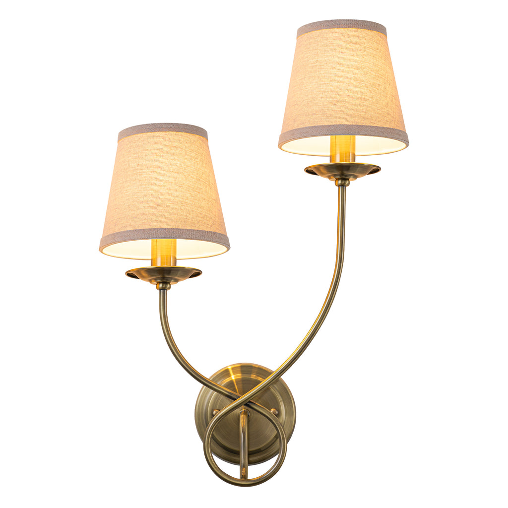 Antique Bronze Finish Wall Sconce with Trapezoid Linen Shade - product image 2 | Zenvolit
