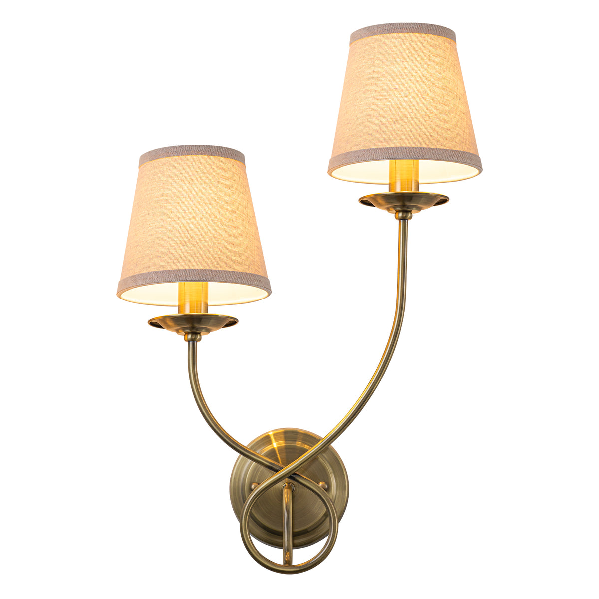 Antique Bronze Finish Wall Sconce with Trapezoid Linen Shade - product image 2 | Zenvolit