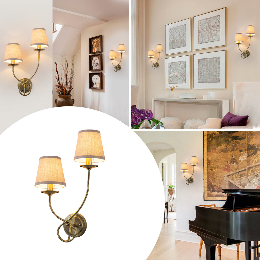 Antique Bronze Finish Wall Sconce with Trapezoid Linen Shade - product image 11 | Zenvolit