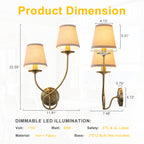 Antique Bronze Finish Wall Sconce with Trapezoid Linen Shade - product image 12 | Zenvolit