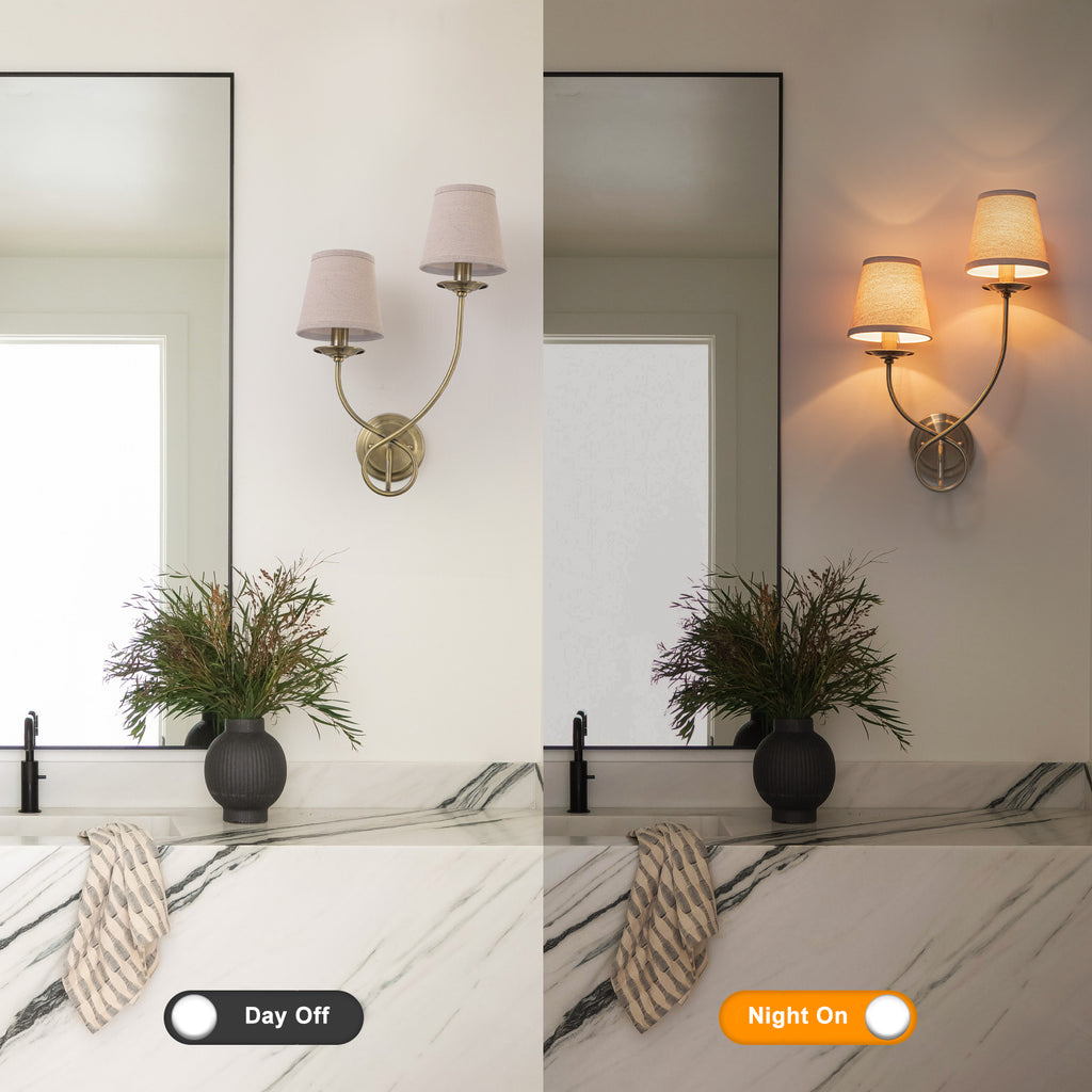 Antique Bronze Finish Wall Sconce with Trapezoid Linen Shade - product image 13 | Zenvolit