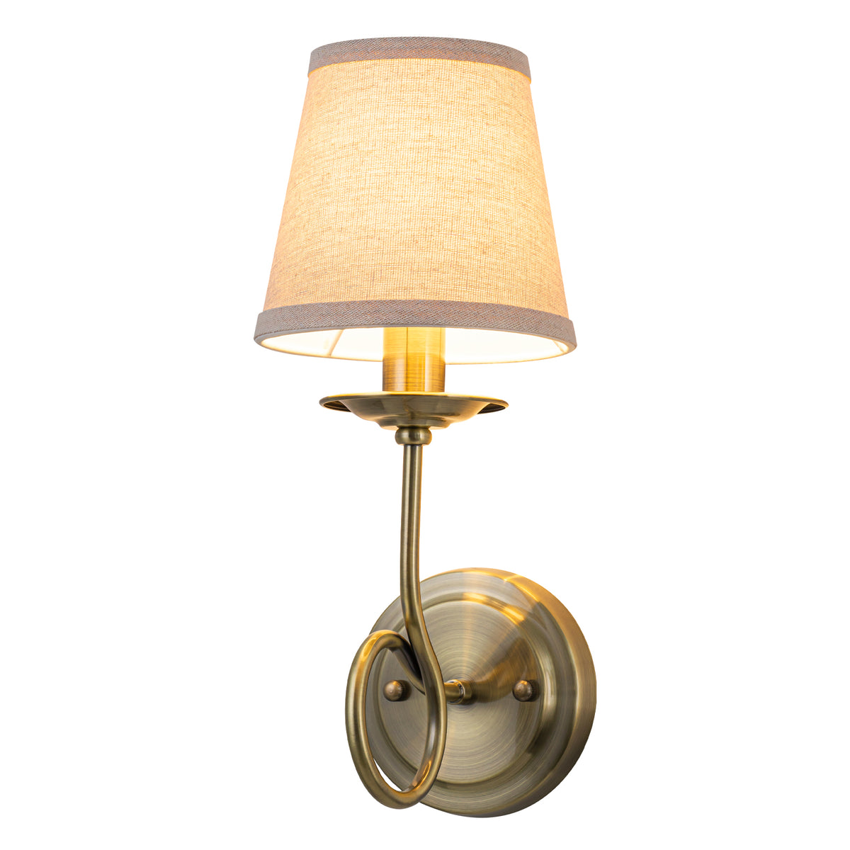 Antique Bronze Finish Wall Sconce with Trapezoid Linen Shade - product image 2 | Zenvolit