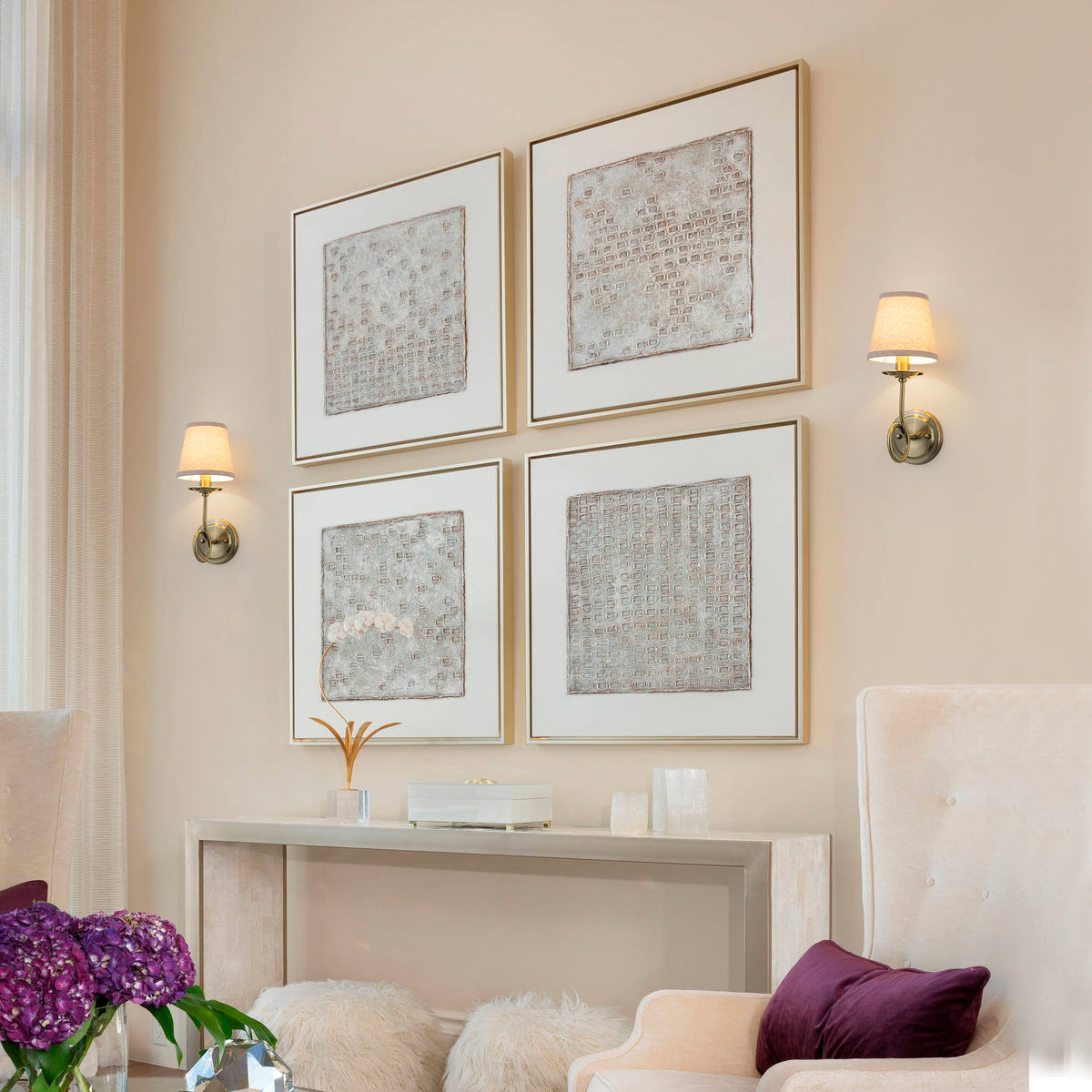Antique Bronze Finish Wall Sconce with Trapezoid Linen Shade - product image 9 | Zenvolit