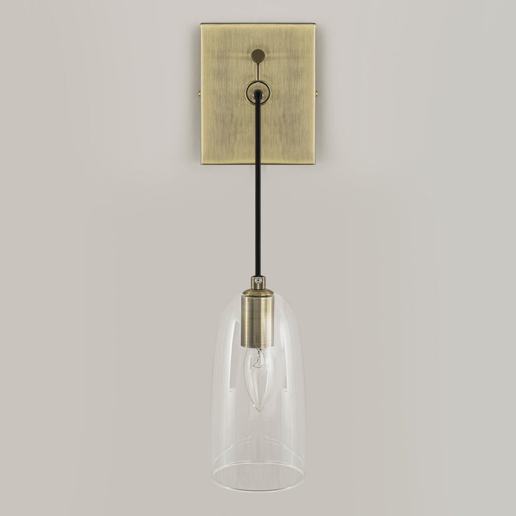 Antique Brass Wall Sconce Clear Glass Shade Vanity Light Bathroom - product image 5 | Zenvolit