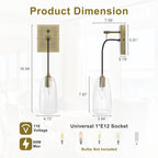 Antique Brass Wall Sconce Clear Glass Shade Vanity Light Bathroom - product image 8 | Zenvolit