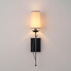 1-Light Matte Black Metal Wall Sconce Cone-Shaped Beige Linen Shade - product image 9 | Zenvolit