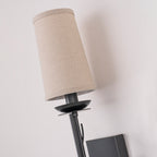 1-Light Matte Black Metal Wall Sconce Cone-Shaped Beige Linen Shade - product image 10 | Zenvolit