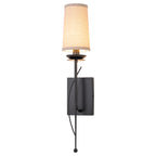 1-Light Matte Black Metal Wall Sconce Cone-Shaped Beige Linen Shade - product image 15 | Zenvolit
