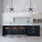 31.5" 9-Light Modern Black Sputnik Pendant Light Pineapple Glass Globe - product image 4 | Zenvolit