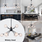 31.5" 9-Light Modern Black Sputnik Pendant Light Pineapple Glass Globe - product image 6 | Zenvolit